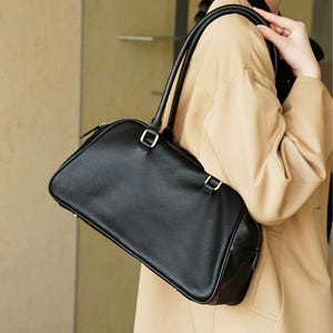 Bolso de hombro de cuero minimalista, bolso de mano de cuero genuino, bolso de cuero suave para debajo del brazo, bolso elegante para el viaje, bolsos de mujer