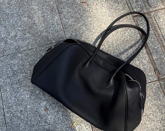 Große Einkaufstasche, Leder Schultertasche, Minimalistische Leder Einkaufstasche, echtes Leder Pendlertasche