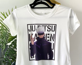 Jujutsu Kaisen Gojo Satoru White Crop Top T Shirt Size M