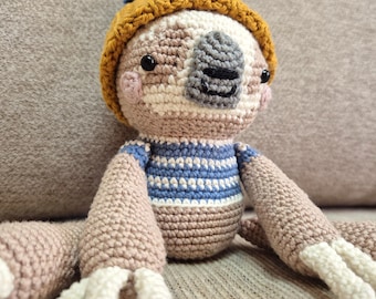 Amigurumi oso perezoso peluche de apego para bebés, niños. Regalo para recién nacido. Muñeco de algodón. hecho a mano crochet