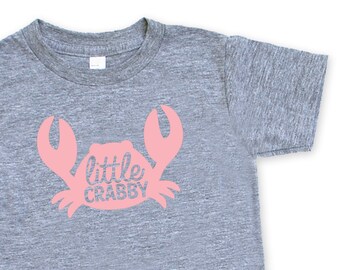 Little Crabby Triblend TShirt in Heather Grey - Infant and Toddler Sizes - Baby Shower Gift, Nautical, Crab, Expecting, Ocean