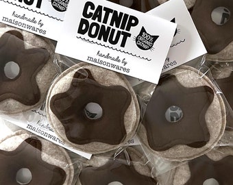 Donut glaseado con chocolate y hierba gatera: juguete para gatos, regalo para amantes de los gatos, amantes de los gatos, donut glaseado, listo para enviar, regalo para amantes de los gatos, comida rápida