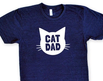 Cat Dad TriBlend Heather Navy Blue TShirt - Family Photos, Gift for Dad, Gift for Him, Father's Day, Cat Person, Cat Lady