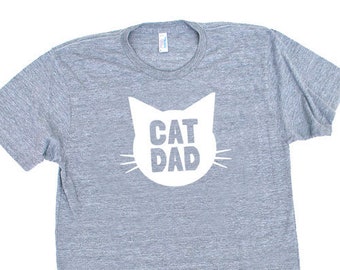 Cat Dad TriBlend Heather Grey TShirt - Family Photos, Gift for Dad, Gift for Him, Cat Guy, Cat Person, Cat Lady