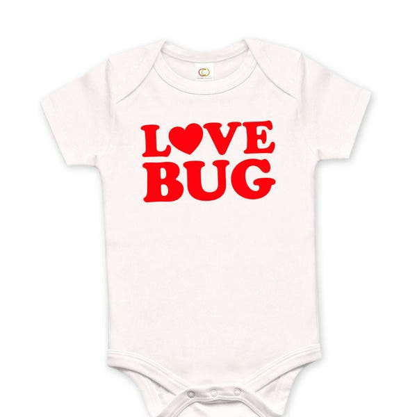 Love Bug Organic Cotton One Piece Romper - Baby Shower Gift, Expecting, Love is Love, Little Love, New Baby, Lover, Mother's Day, Adorable