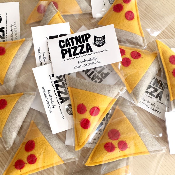 Pepperoni Pizza Slice Catnip Cat Toy - Ready to Ship, Gift for Cat Lover, Fast Food
