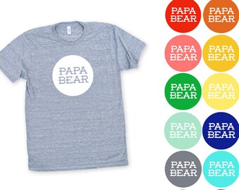 Papa Bear TriBlend TShirt - Father's Day, Gift for Dad, New Daddy, Family Photos, Modern Simple Text Graphic, Expecting
