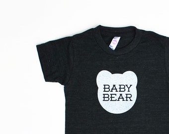 Baby Bear Kids Toddler TriBlend Heather Black TShirt with White Print
