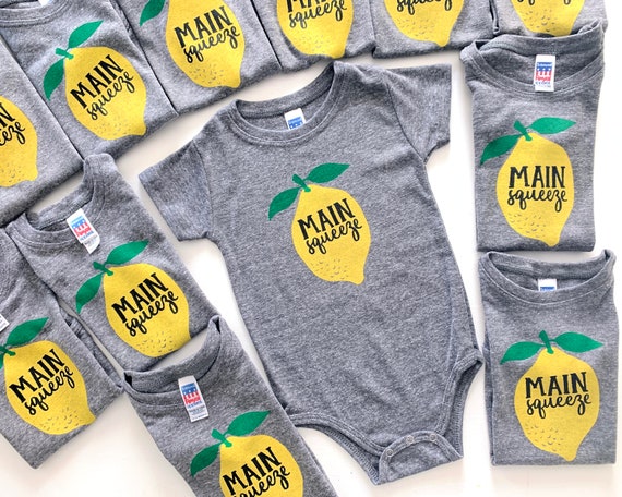 Main Squeeze Lemon One Piece Romper Funny Text Onesie, Baby Shower Gift,  Summer, Party Outfit, First Birthday, New Baby, Announcement