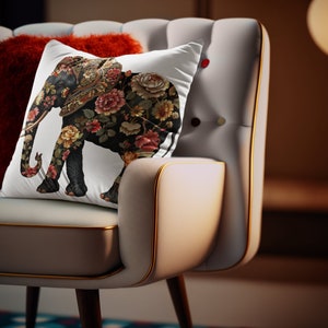 Victorian Style Elephant Spun Polyester Square Pillow - Jungle