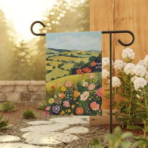 Retro Flowers Garden & House Banner