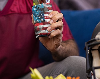 Blikkoeler Amerikaanse vlag: patriottische 4 juli Koozie