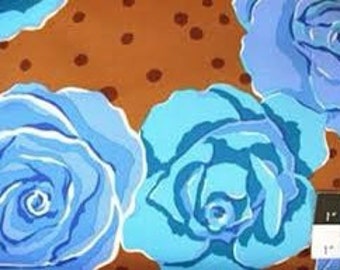 Rosa oliva, Blue Valorie Wells per lo spirito libero, VW07 Rose Blue Brown venduto dal 1/2yard