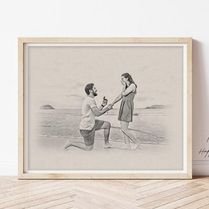 Custom Couple Proposal Sketch: Personalized Engagement Gift (Digital or Print)