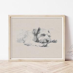 Schnauzer Drawing Wall Art Print, Dog Sketch Poster, Rustic Canvas Sign, Aesthetic Artwork, Memorial Gift Decor