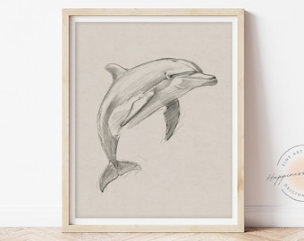 イルカの鉛筆画プリント | アーティスト Gary Tymon による