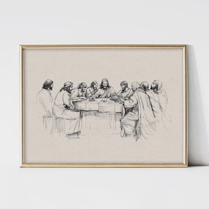 Last Supper Sketch Print: Christian Passover Decor (Digital Download)
