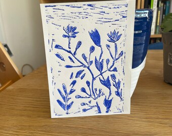 Handmade natural linocut