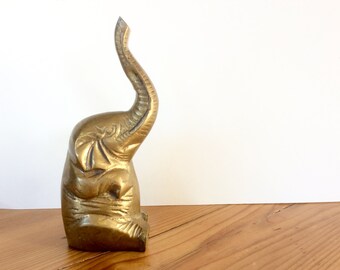 Vintage Brass Elephant Figurine. Lucky Brass Elephant. Brass Animals.
