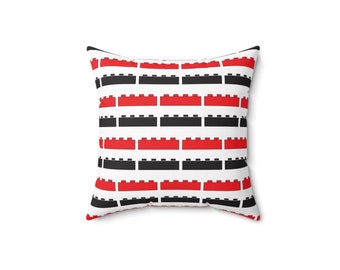 Almohada cuadrada de ladrillos rojos y negros