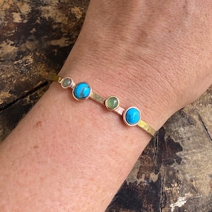 Turquoise Cuff. Bracelets. Cuff Bracelets. Stackable Cuffs. Brass Bracelets. Bronze Bracelets. Cuffs. Handmade Bracelets. Stacking Cuffs.