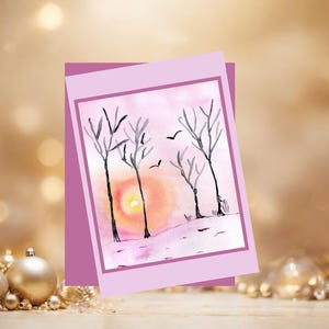digitale Postkarte, faltbare Grußkarte, handgemalt, zum Selbstausdrucken, sofortiger Download, jpg, 300 dpi
