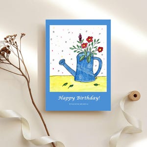 carte de voeux d'anniversaire peinte à la main, téléchargement instantané, pour auto-impression, 300 dpi, jpg