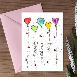 handgezeichnete digitale Postkarte zum Muttertag, zum Selbstausdrucken, sofortiger Download, 300 dpi, JPG