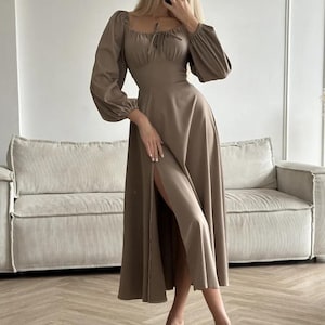 Elegant Silk Maxi Dress With Split For Women – Perfect For Spring And Summer