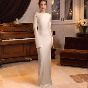 Vestido longo com amarração nas costas e decote canoa, elegante vestido de madrinha sem costas, comprimento até o chão