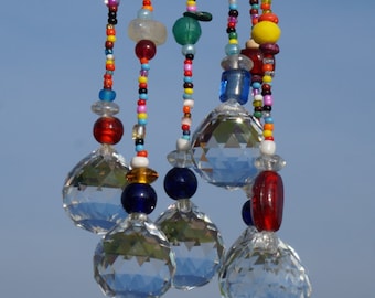 Beaded Crystal Hanging Window Sun Catcher Boho Feng Shui Mobile Multicolored Colorful Hippie Decor Windchime suncatcher rainbow ball prism