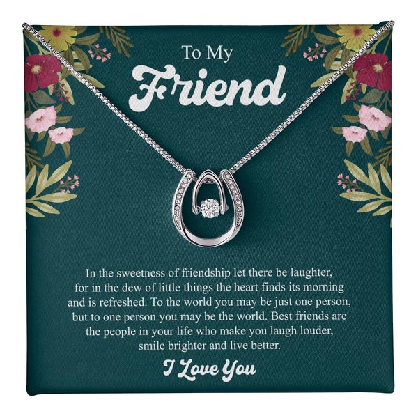 To my Friend Necklace Gift Box, CZ Horseshoe Pendant Necklace, Lucky in Love, Best Friend Necklace, Friendship Necklace Jewelry