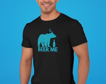 Funny Beer Shirt, Beer Me Bear with Antlers, Gift For Beer Lovers, Bachelor Party Shirt, Alcohol Shirts, Cruise Shirts, Funny Drunk Shirt