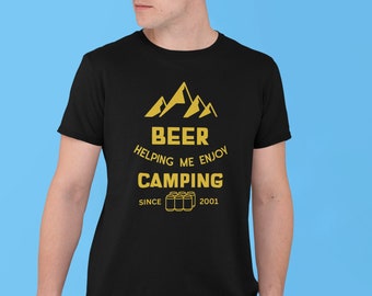 Funny Camping Shirt, Beer Helping Me Enjoy Camping Since, Beer Shirt, happy camper gift, camping party, tent, hiking shirt, outdoors shirt