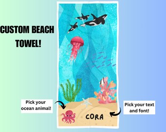 Personalized Beach Towel, best beach towel, vacation gift, customized towel, kids beach towels, beach favors, custom towel, pool towel