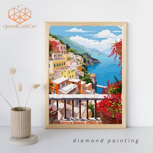 Amalfi View Diamond Painting Kit 40x50cm, Landscape 3d Painting, Gem Art Kits For Adults And Kids, Diy Rhinestones Paint By Number Kit