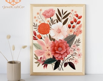 Wildflowers Art Diamond Painting Kit 40x50cm, 3D Floral Painting, Gem Art Kits For Adults And Kids, Diy Rhinestones Kit, Home Wall Decor