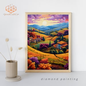 Vibrant Vineyard Diamond Painting Kit 40x50cm, Gem Art Kits For Adults And Kids, Diy Rhinestones Paint By Number Kit, Home Wall Decor