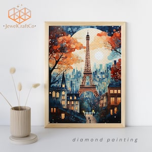 Paris Night View Diamond Painting Kit 40x50cm, Gem Art Kits For Adults And Kids, Diy Rhinestones Paint By Number Kit, Home Wall Decor