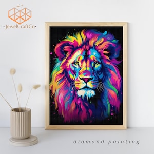 Colorful Lion Diamond Painting Kit 40x50cm, Animal 3d Painting, Gem Art Kits For Adults And Kids, Diy Rhinestones Kit, Wall Art