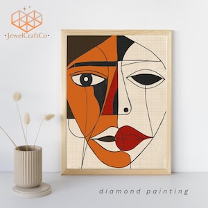 Abstract Art Diamond Painting Kit 40x50cm, Gem Art Kits For Adults And Kids, Diy Rhinestones Paint By Number Kit, Cubism, Home Wall Decor
