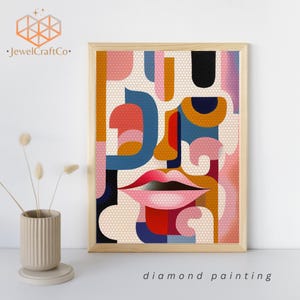 Abstract Art Diamond Painting Kit 40x50cm, Gem Art Kits For Adults And Kids, Diy Rhinestones Paint By Number Kit, Cubism, Home Wall Decor