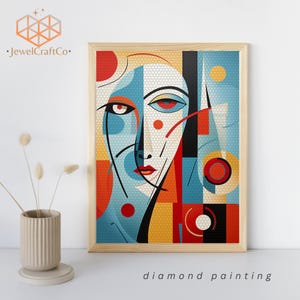 Abstract Art Diamond Painting Kit 40x50cm, Gem Art Kits For Adults And Kids, Diy Rhinestones Paint By Number Kit, Cubism, Home Wall Decor
