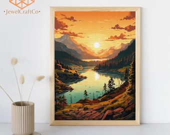 Beautiful Sunset Diamond Painting Kit 40x50cm, 3d Painting, Gem Art Kits For Adults And Kids, Diy Rhinestones Kit, Diamond Art Canvas