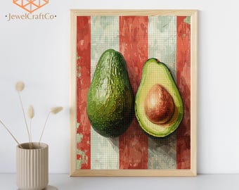 Avocado Diamond Painting Kit: 3D Gem Art, DIY Rhinestone Decor (40x50cm), Home Wall Decor