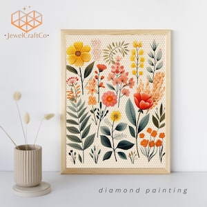 Kit per pittura a diamante Herbarium Art 40 x 50 cm, pittura floreale 3D, kit per l'arte delle gemme per adulti e bambini, kit fai da te con strass, decorazione da parete per la casa