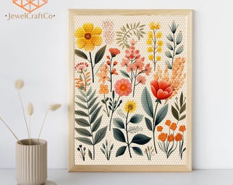 Herbarium Art Diamond Painting Kit 40x50cm, 3D Floral Painting, Gem Art Kits For Adults And Kids, Diy Rhinestones Kit, Home Wall Decor