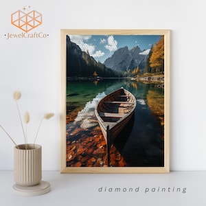 Boat On The Lake Diamond Painting Kit 40x50cm, 3d Painting, Gem Art Kits For Adults And Kids, Diy Rhinestones Kit, Diamond Art Canvas