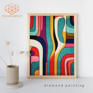 Abstract Art Diamond Painting Kit 40x50cm, Gem Art Kits For Adults And Kids, Diy Rhinestones Paint By Number Kit, Cubism, Home Wall Decor