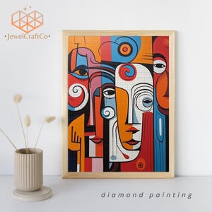 Abstract Art Diamond Painting Kit 40x50cm, Gem Art Kits For Adults And Kids, Diy Rhinestones Paint By Number Kit, Cubism, Home Wall Decor